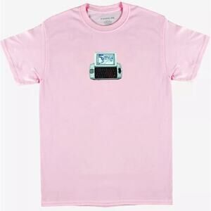 Pizzaslime Pink Signature Short Sleeve Crew Neck Tee Sidekick Phone Graphic SM